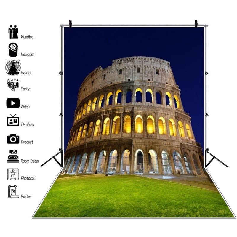 AOFOTO 5x7 قدم خلفية أنقاض الكولوسيوم الروماني القديم خلفية تصوير الكولوسيوم معلم إيطالي صورة شخصية للبالغين الفتاة الصبي السفر الأوروبي روما قوس عتيق عمارة Props استوديو تصوير فينيل - Image 3